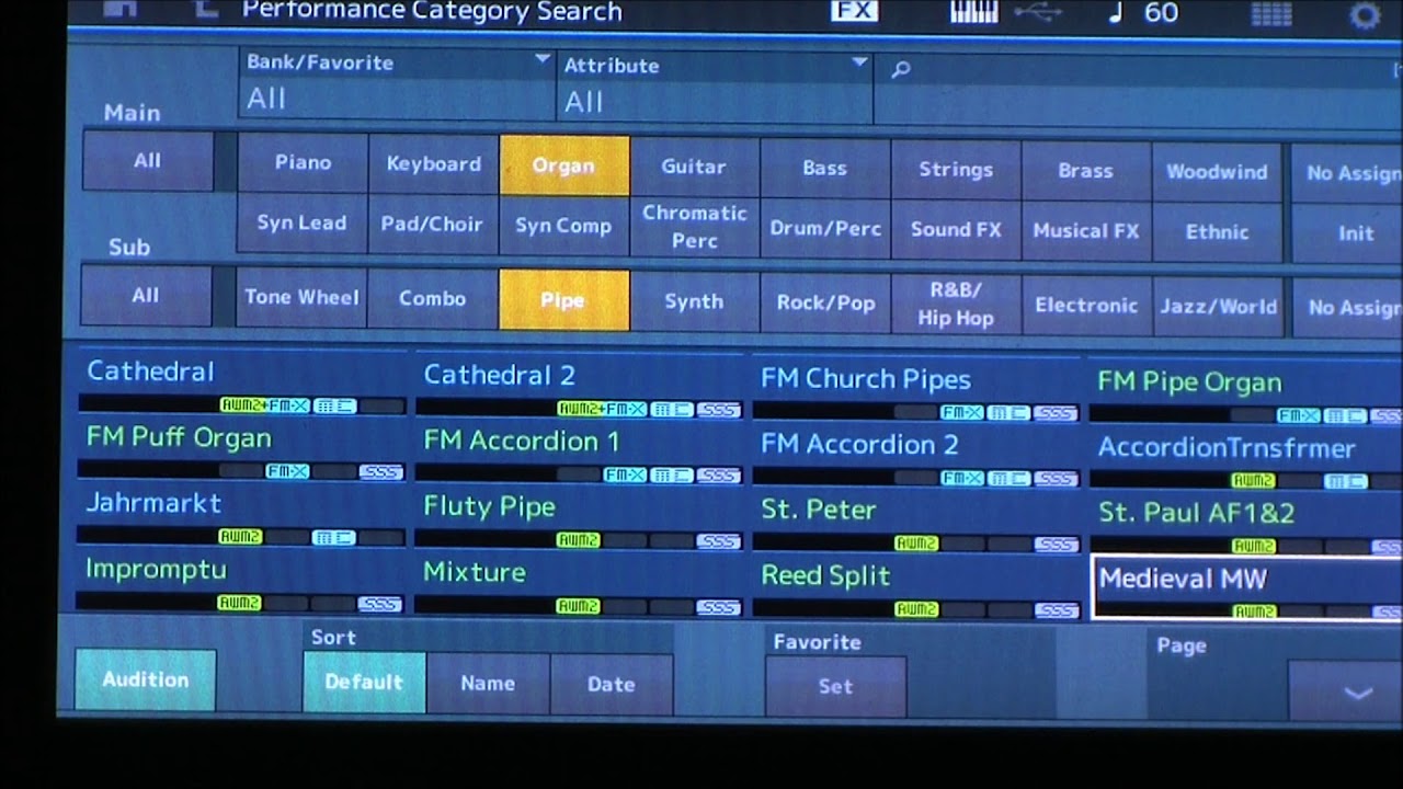 Yamaha MODX All Pipe Organs and Accordians