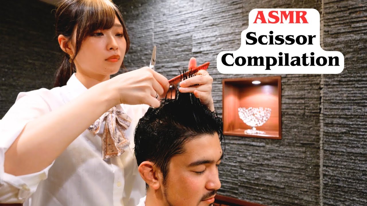 💈ASMR Japanese Barbershop Scissors Sound Compilation for Sleep and Relaxation