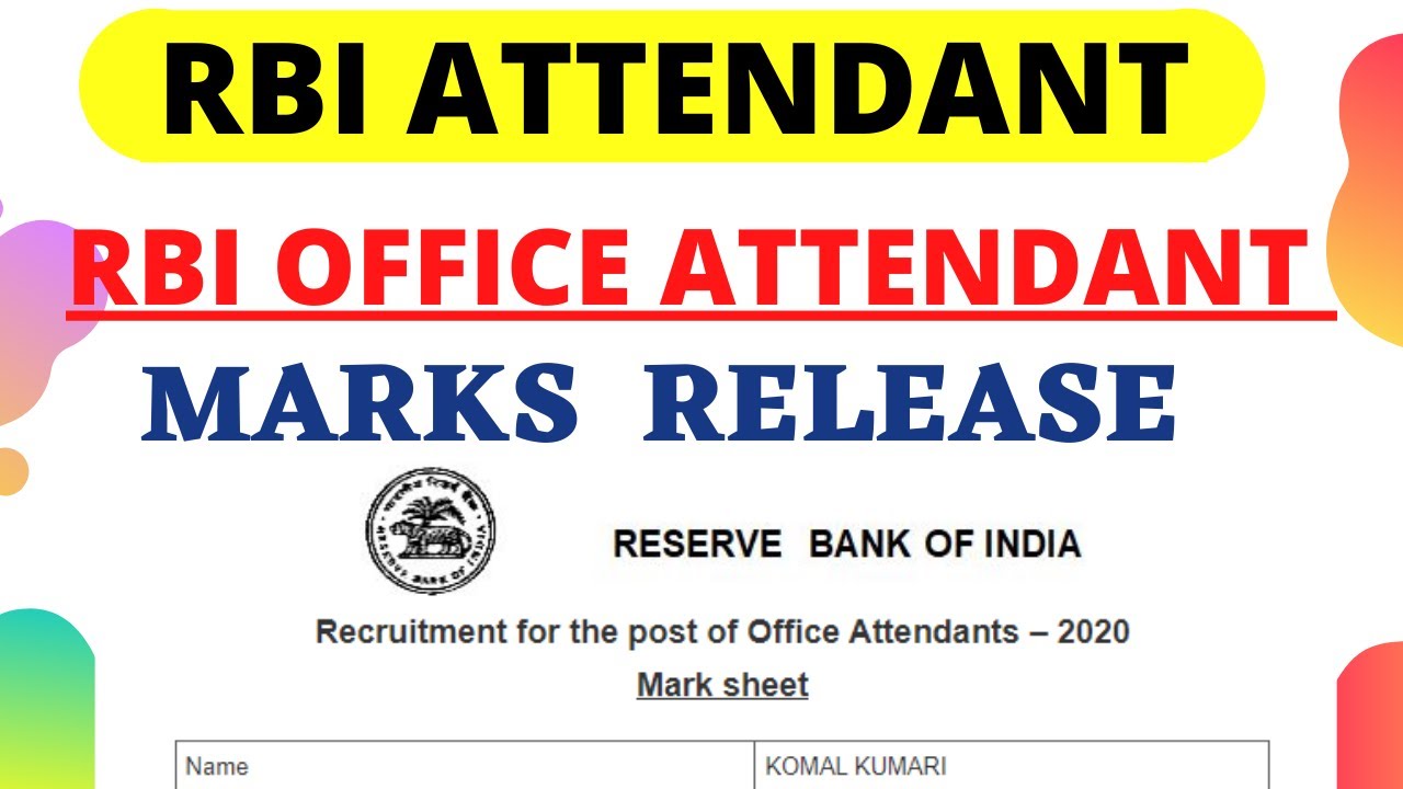 RBI office Attendant Cut-off marks 2021। MARKS & CUTOFF released BY RBI !!!!।