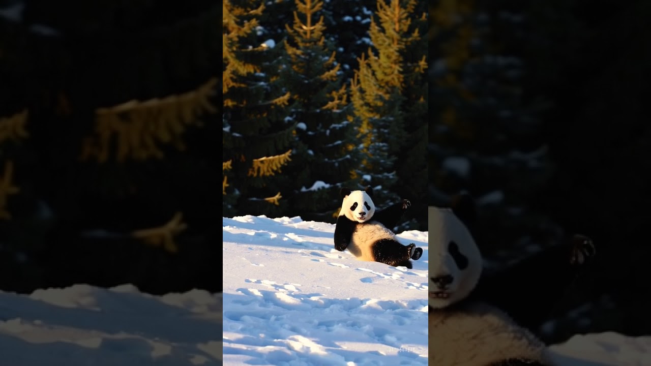 Panda's Snowy Slide Adventure #short #pet #animal #trending #funny #cartoon