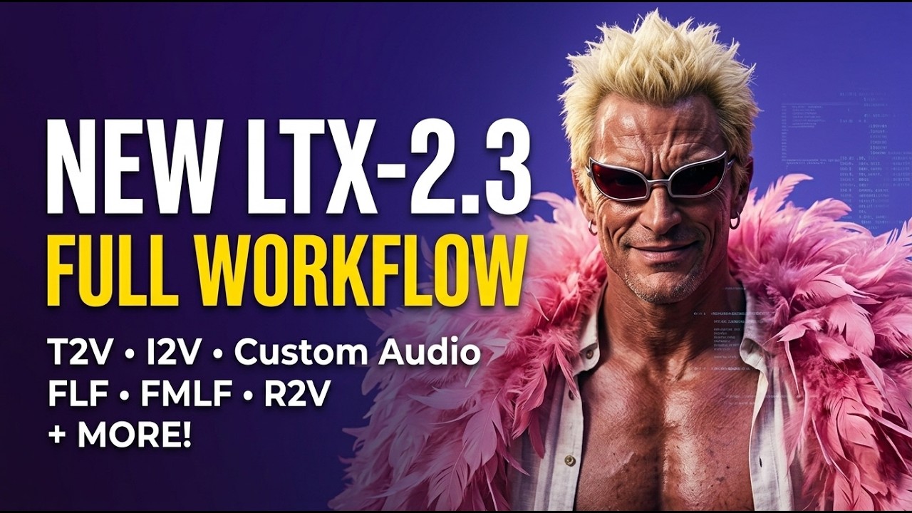 LTX 2.3 Полный рабочий процесс T2V, I2V, аудио, FLF, FMLF — ComfyUI