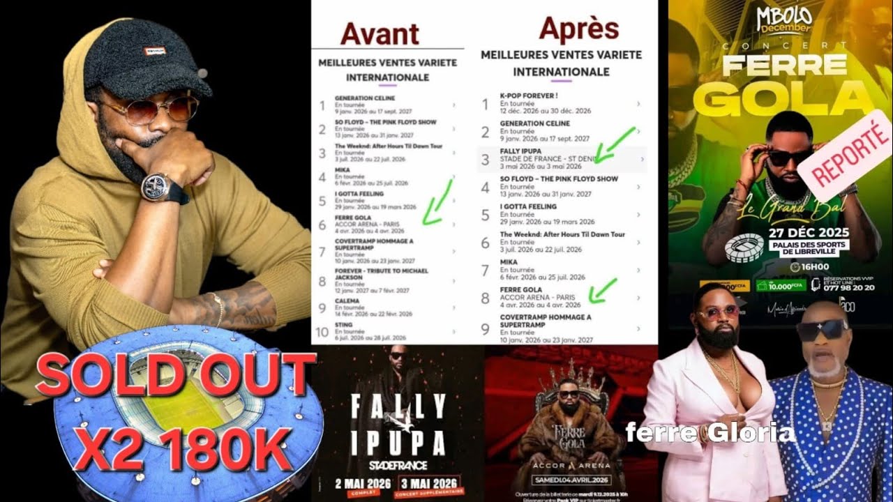 FALLY IPUPA 1% SOLD OUT POUR LA 2ÈME DATE STADE DE FRANCE 180K, FERRÉ BERCY ANNULER😭, KOFFI HUMILIÉ