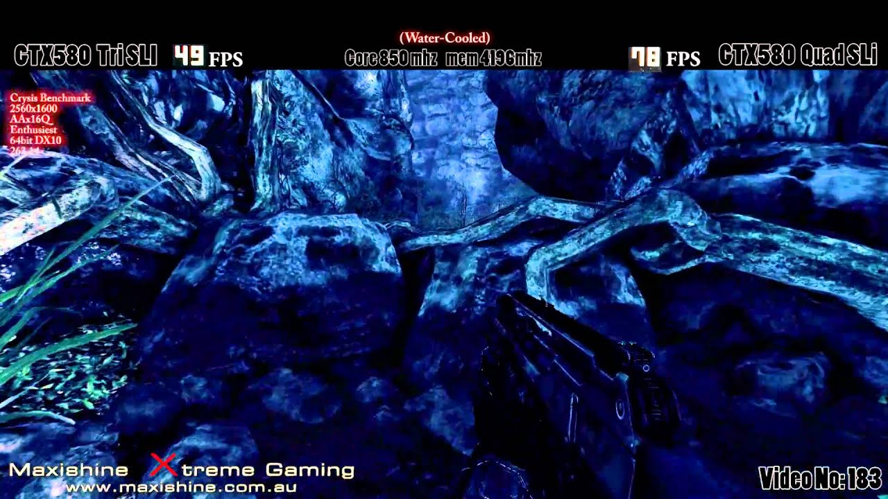 EVGA GTX 580 QUAD SLI vs TRI SLI Crysis 2560x1600