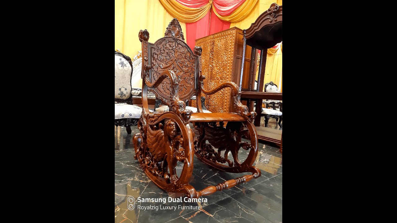 Antique Style Hand Made Royal Rocking Chair by Brand Royalzig