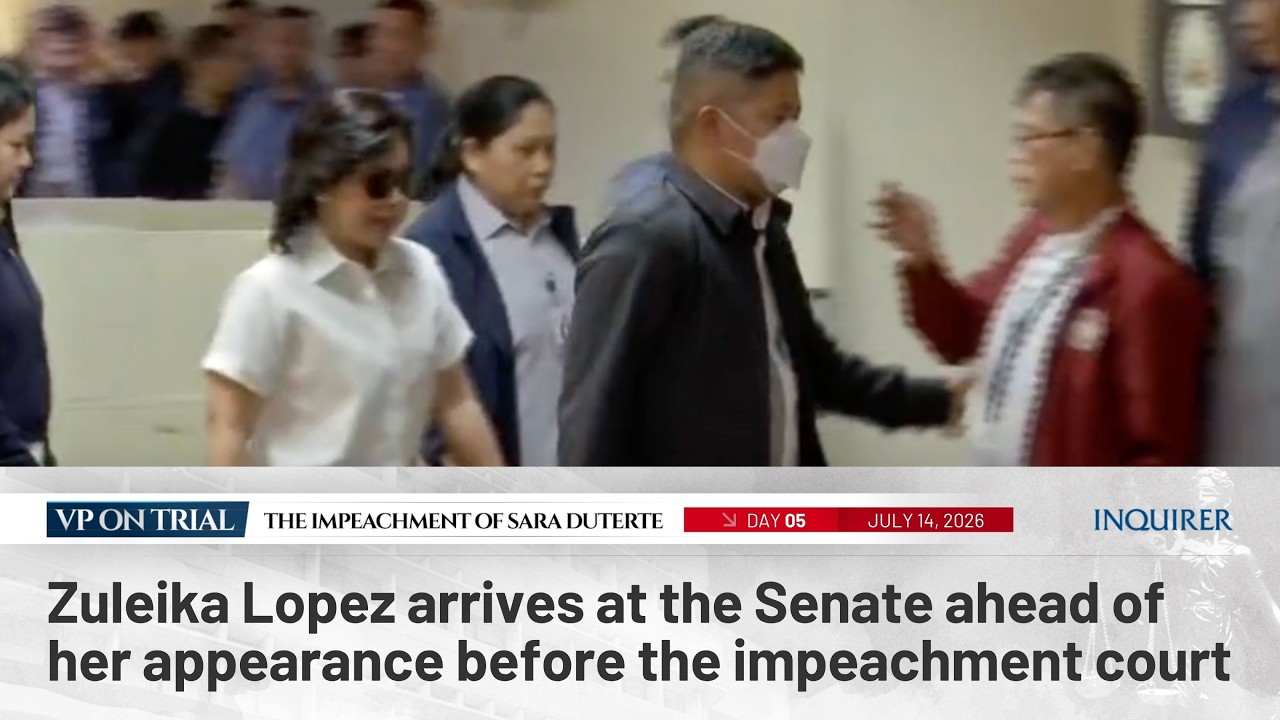 Zuleika Lopez arrives at the Senate ahead of her appearance before the impeachment court