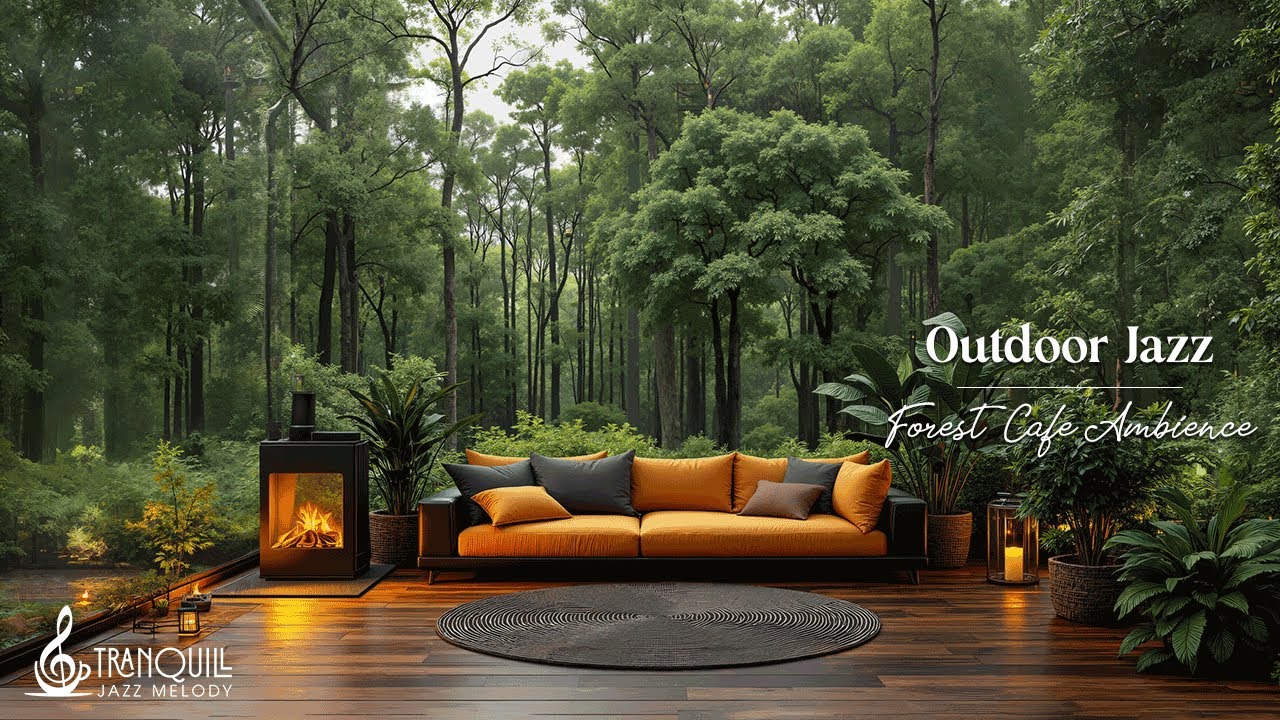 Forest Outdoor Living Room Jazz | Cozy Wooden Lounge With Fireplace For Slow Living Ambience
