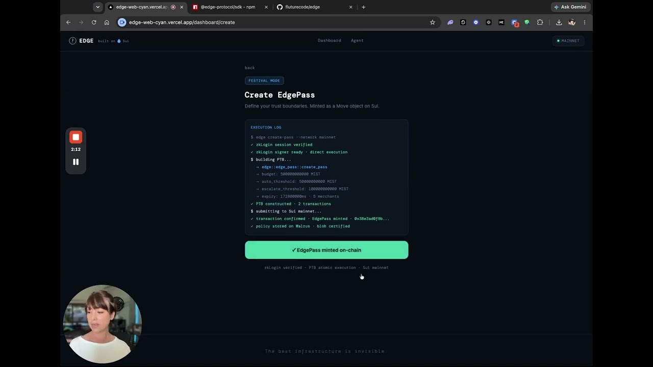 Edge Protocol - Programmable Trust Demo on Sui Mainnet