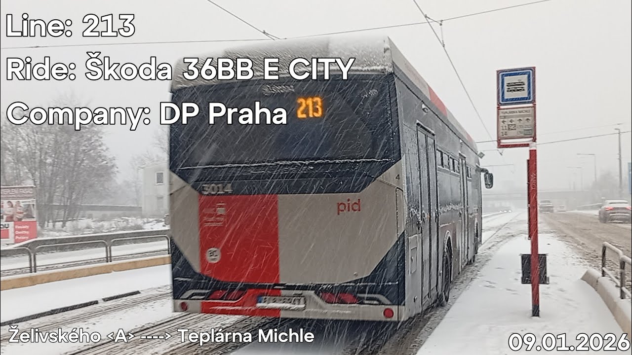 Line: 213 Ride: Škoda 36BB E City Company: DP Praha to Teplárna Michle 