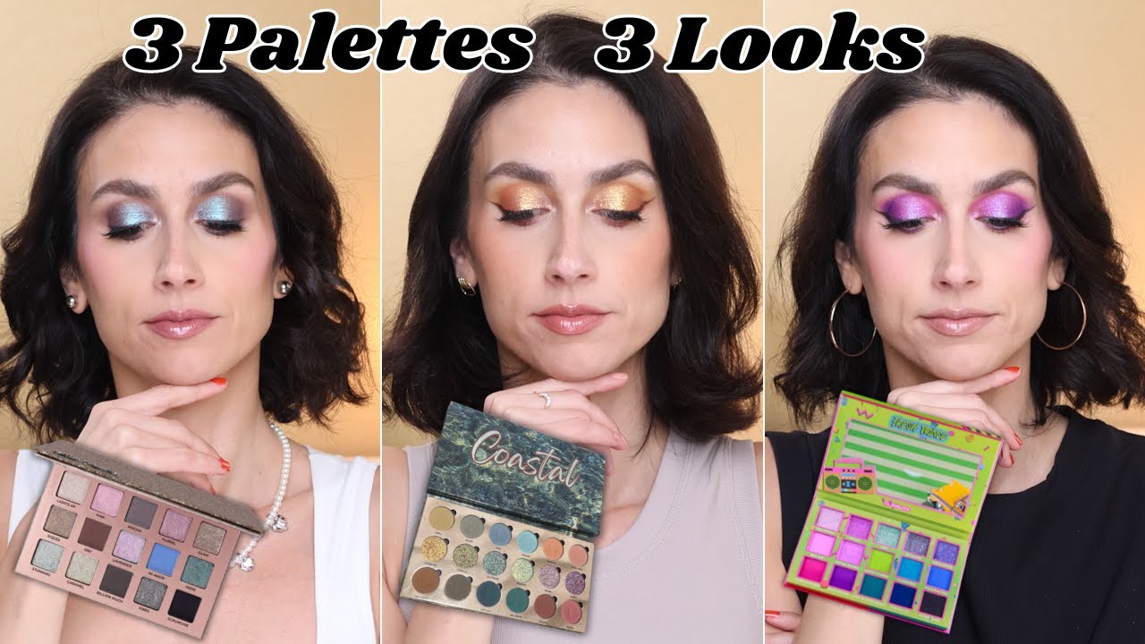 3 PALETTES 3 LOOKS Adept x Amy Loves, Glamlite Fresh Prince & Simply Posh Coastal + a Halara Try On!