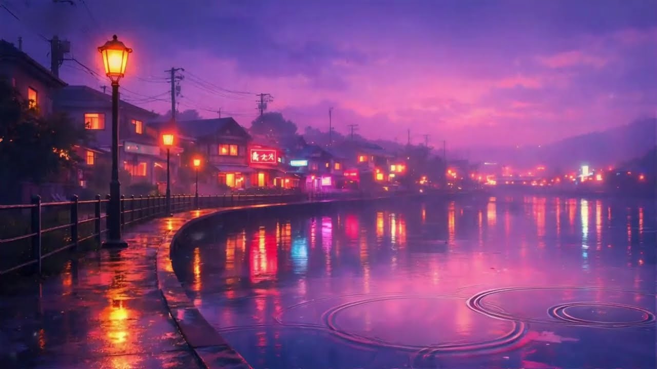 🌉Rainy Lofi Hip Hop Beats for Soft Sleep [3 Hours] ☔ Mist-Covered Japanese Harbour Promenade