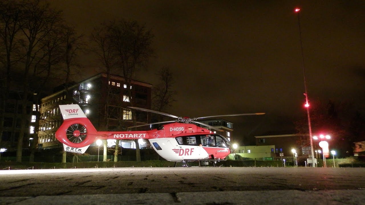 [HD] *Selten* H145  ITH Christoph Berlin zur Notfall Verlegung am Klinikum Stralsund in der Nacht