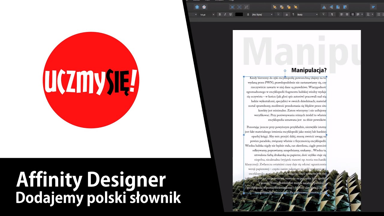 Uczmy się! - Affinity Designer - Dodajemy polski słownik