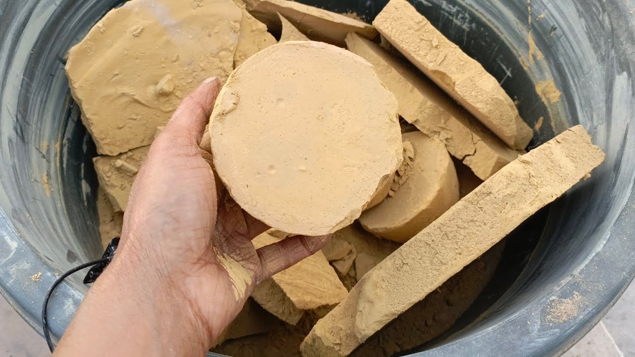 Asmr.Golden md clay dry+water crumbling in tub@AymenNaseemadedicate to