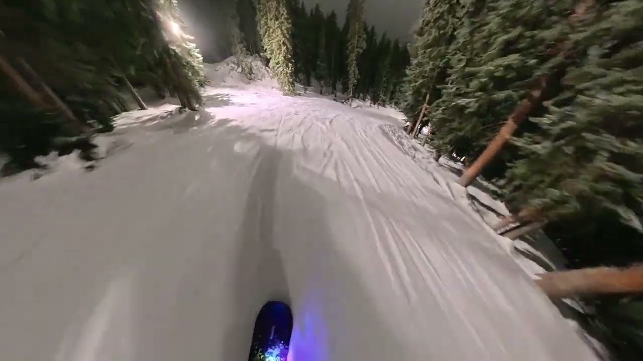 Immersive ASMR Night Snowboarding Experience - Fifth Run - Crest Lift at Brighton Resort