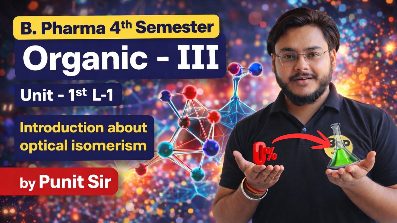 Introduction about Optical Isomerism | B. Pharma 4th Semester | Organic - III | Unit - 1st L - 1st |