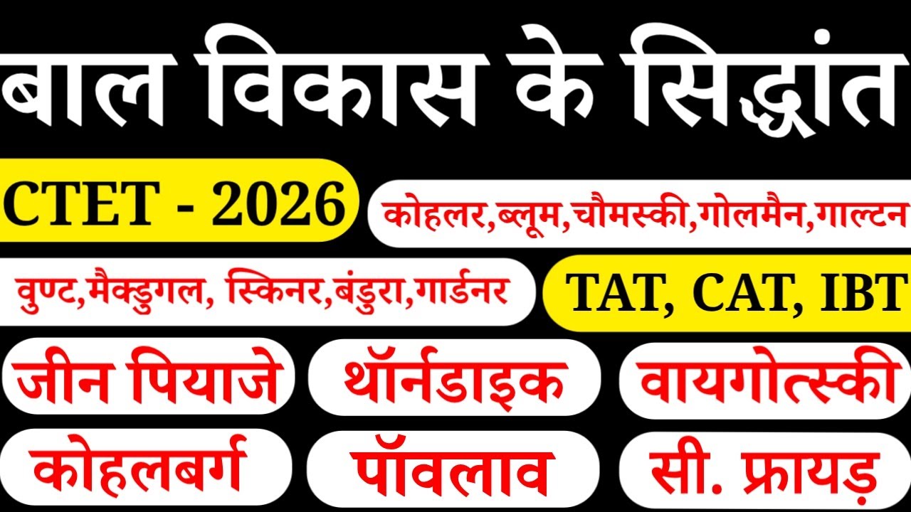 बाल विकास के सभी मनोवैज्ञानिक और उनके सिद्धांत एक ही वीडियो में | सिद्धांत + प्रश्न | CTET - 2026