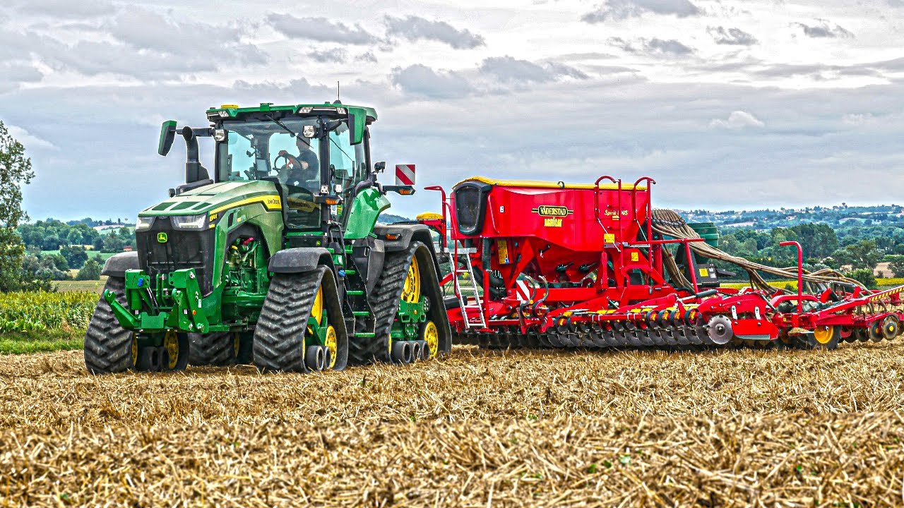 SEMIS DE COUVERTS VEGETAUX 🌱 | John Deere 8RX & Vaderstad | in France