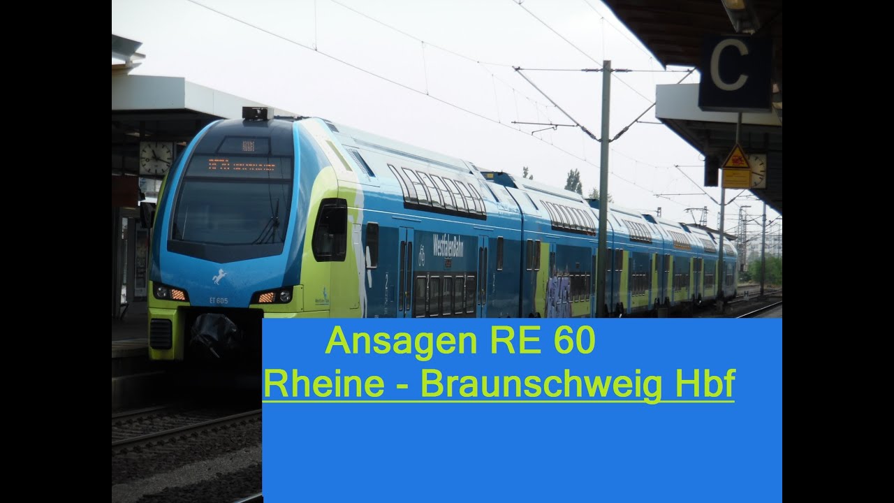 Ansagen WestfalenBahn RE 60 von Rheine - Braunschweig Hbf