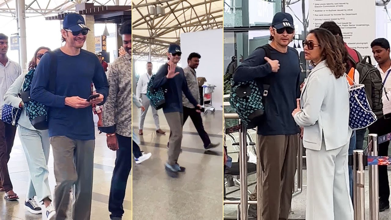 Superstar Mahesh Babu Off To Vacation With Family Spotted @ Hyderabad Airport | Manastars