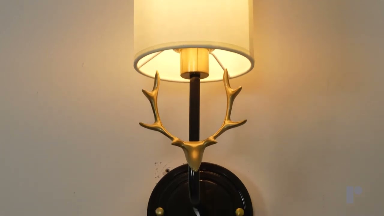 Brass Deer Head Wall Light 2