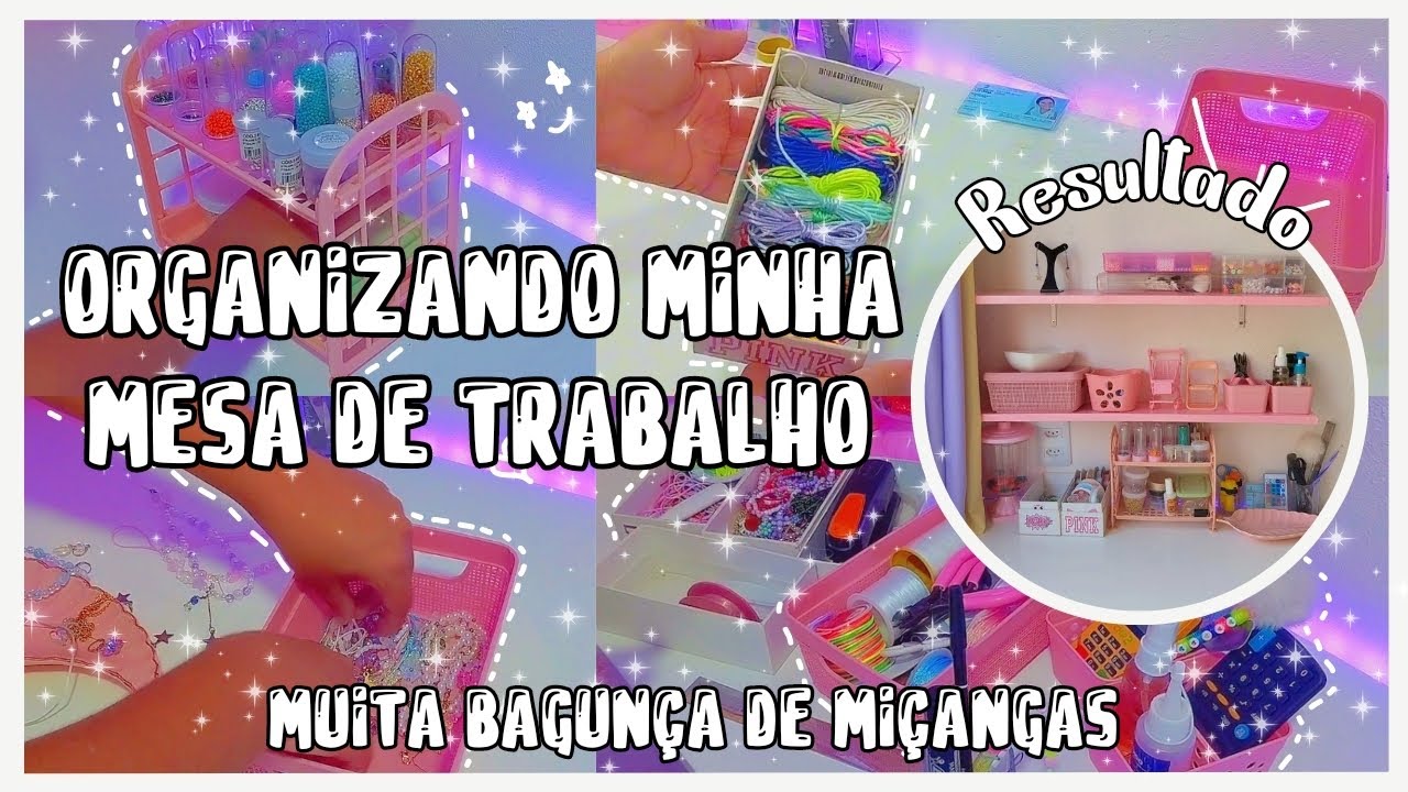 Que bagunça!! Organizei minha mesa de trabalho e minhas caixas de miçangas ✨🌻