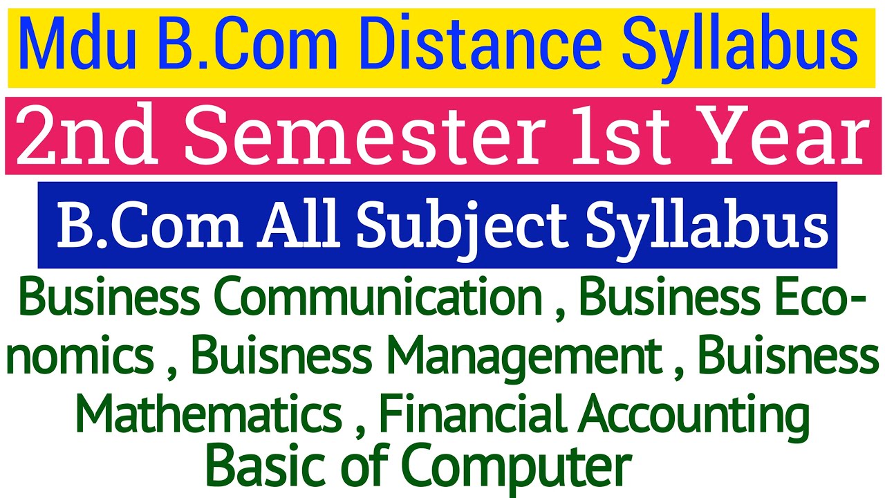 Mdu Distance B.Com 2nd Semester All Subject Syllabus | BCom Second Semester Syllabus | Bcom Syllabus
