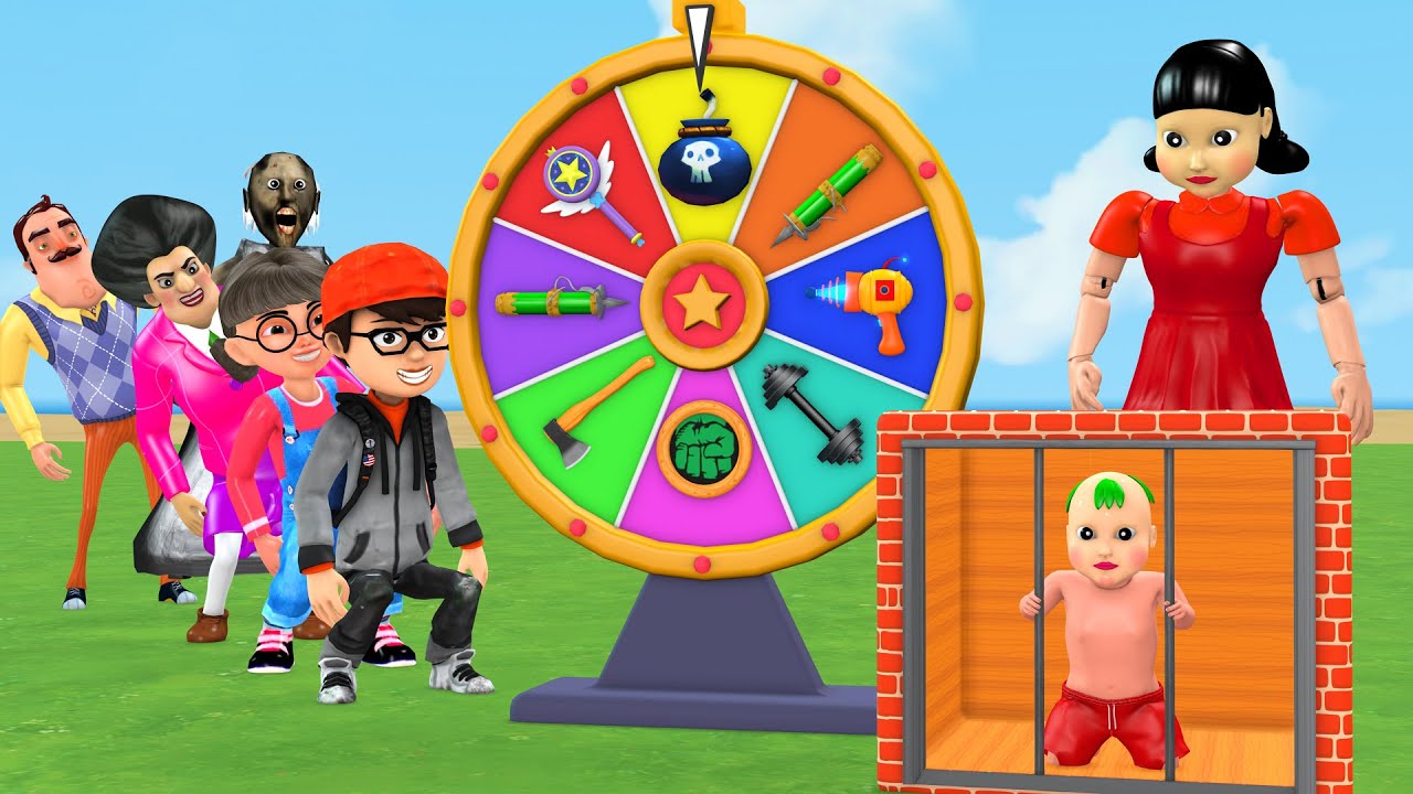 Scary Teacher 3D vs Squid Game Choose right Superhero Rescue Baby Doll 5 Times Challenge Who winer?