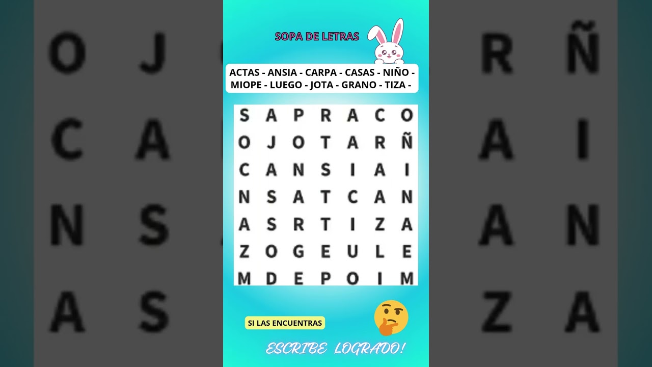 Resuelve esta SOPA de Letras / Juegos Mentales