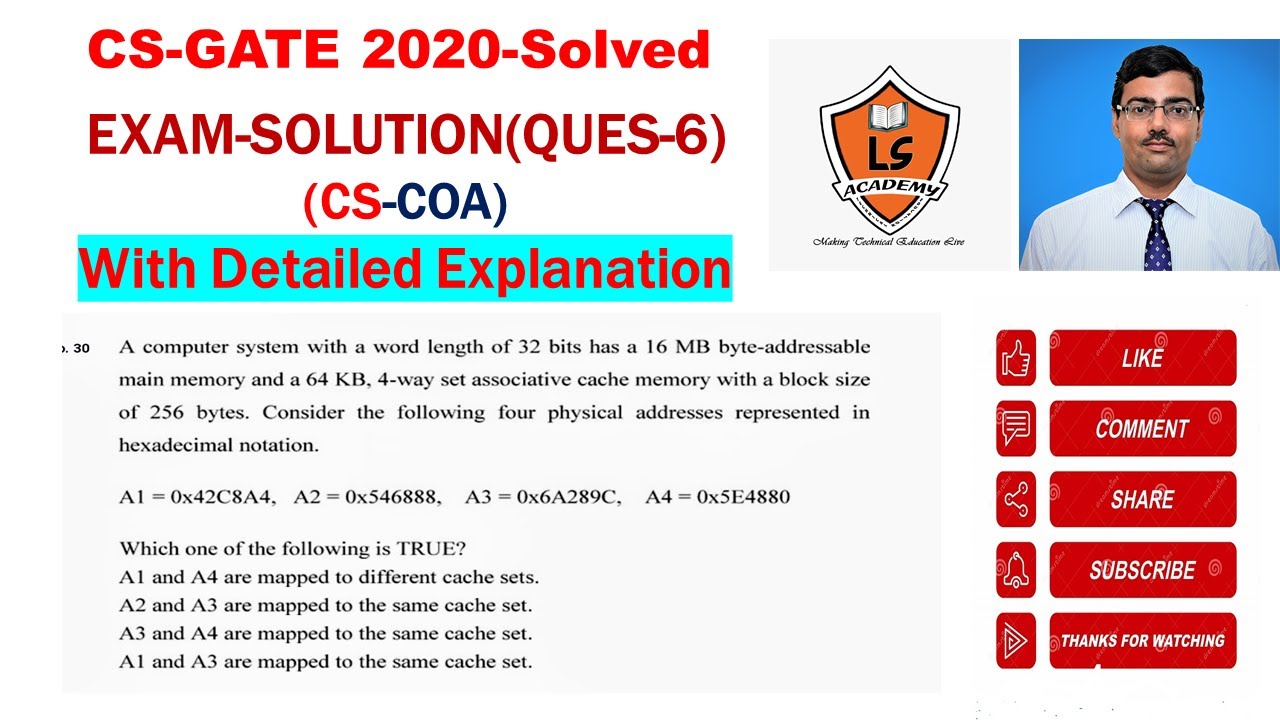 GATE | 2020 | CSE| COA | Solution with detailed explanation | QUES 6 |GATE 2021