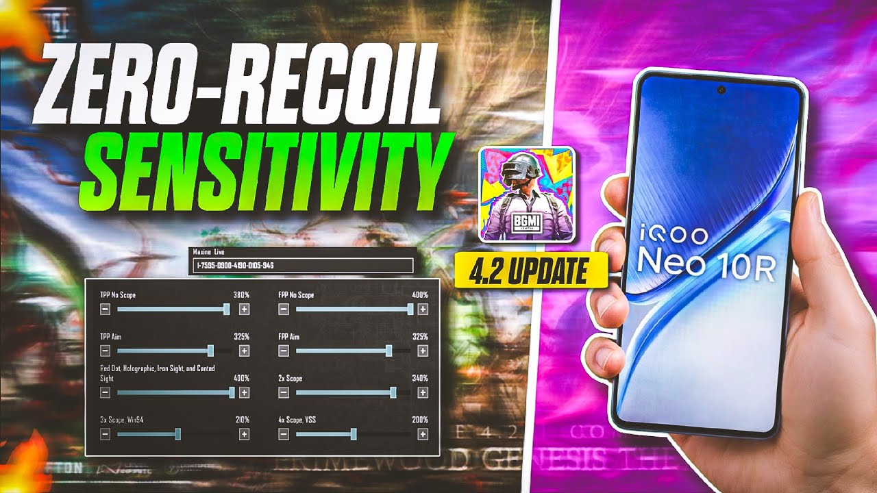 IQOO Neo 10R BGMI 4.2 Zero Recoil Sensitivity