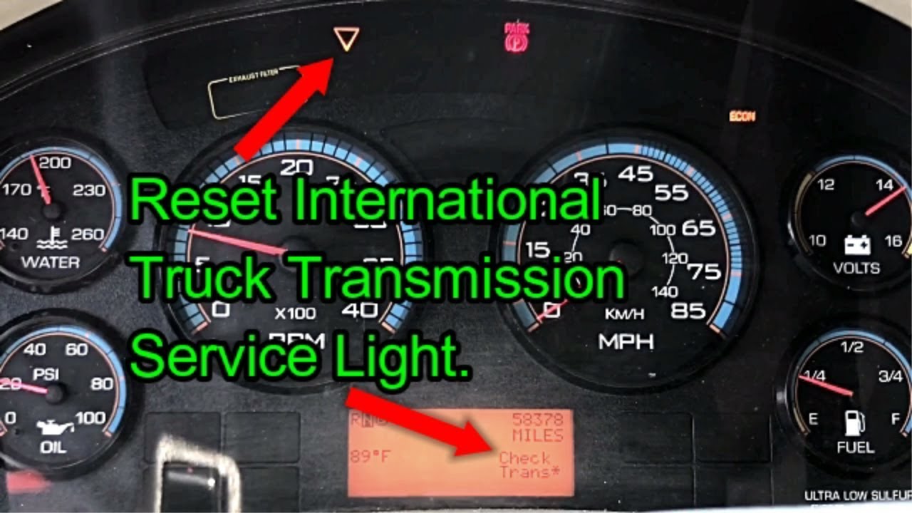 Сброс индикатора технического обслуживания трансмиссии International Truck.