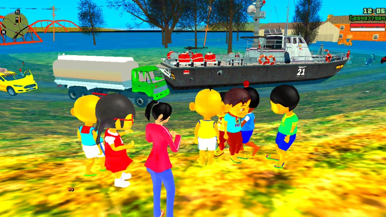Upin dan ipin bawa Truk Fuso naik Kapal Pindah Rumah Saat Banjir 🤣 Dunia Oyya