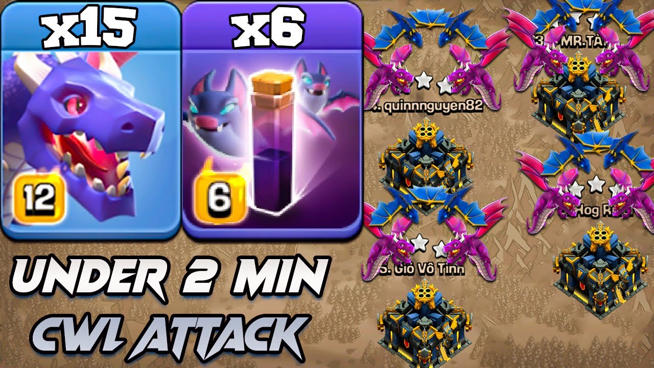 Th17 Dragon & Bat Spell Attack Strategy 2025 | 15 Dragon + 6 Bat Spell Clash of clans | CWL Attack