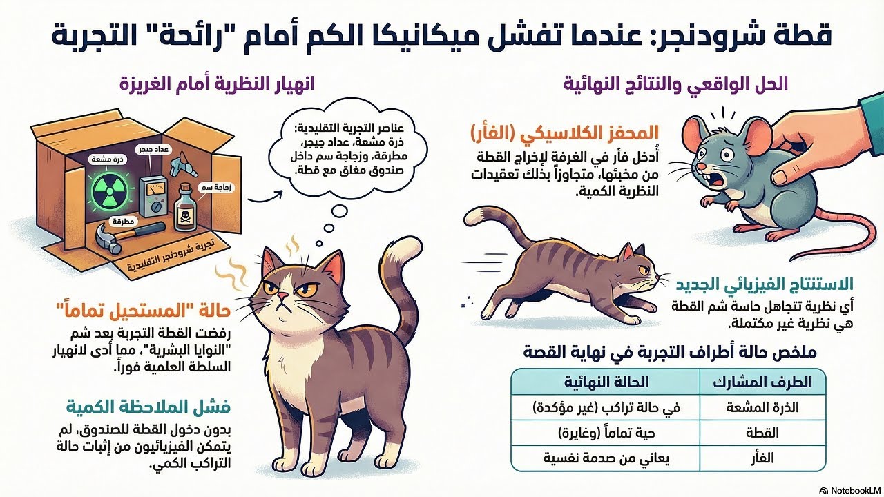 قطة شرودنجر والصندوق والفأر - فشلت ميكانيكا الكم… لأن القطة شمّت التجربة