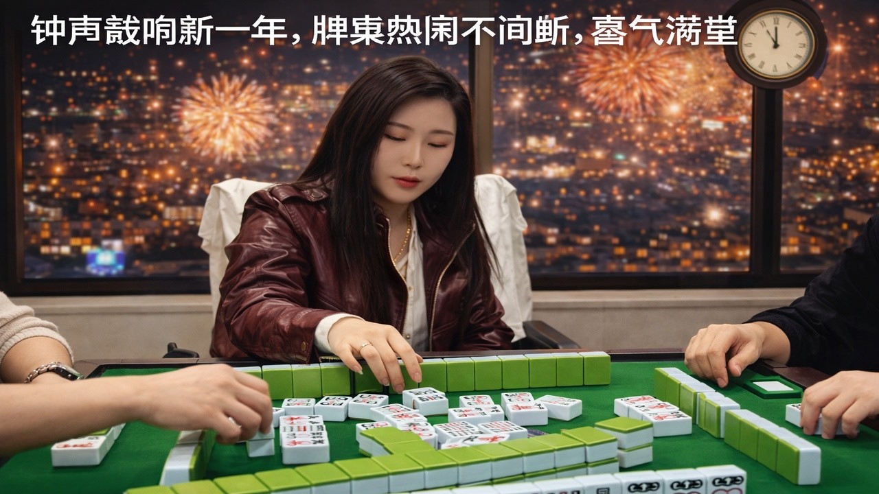 钟声敲响新一年，牌桌热闹不间断，喜气满堂