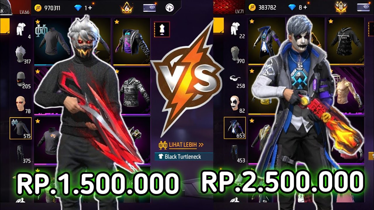 REVIEW AKUN FF SEHARGA 1.500.000 VS 2.500.000‼️