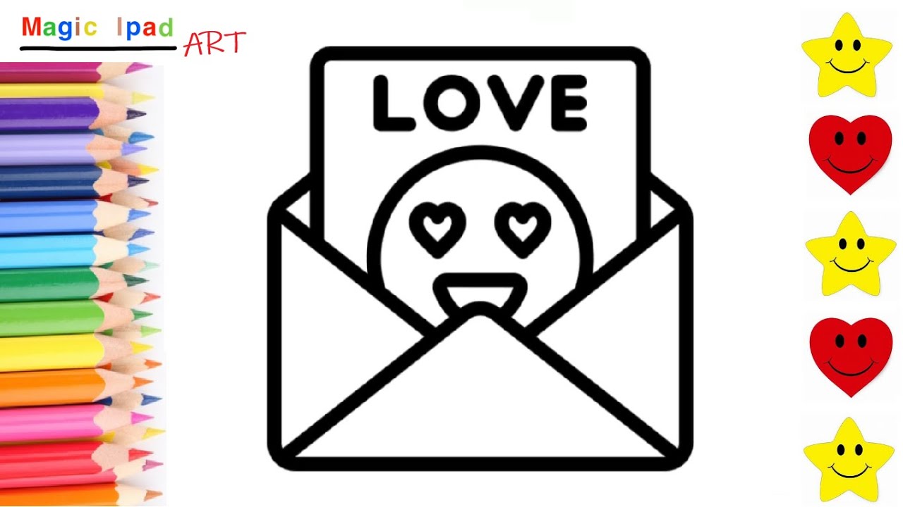 Como dibujar una CARTA DE AMOR SONRIENTE | para niños 💓⭐ How to draw a SMILING LOVE LETTER | kids