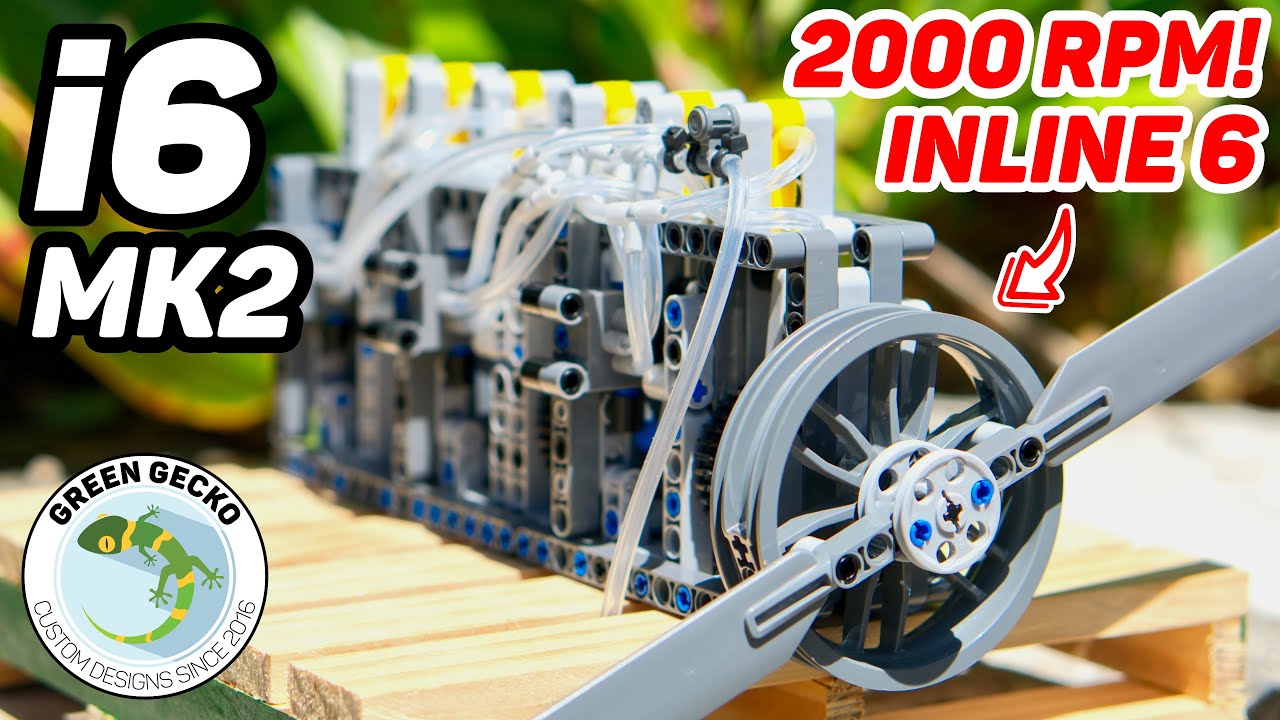 Lego Technic MK2 6 Cylinder Pneumatic Engine - 2000 RPM! - MK2 i6 LPE MOC - w/ Instructions