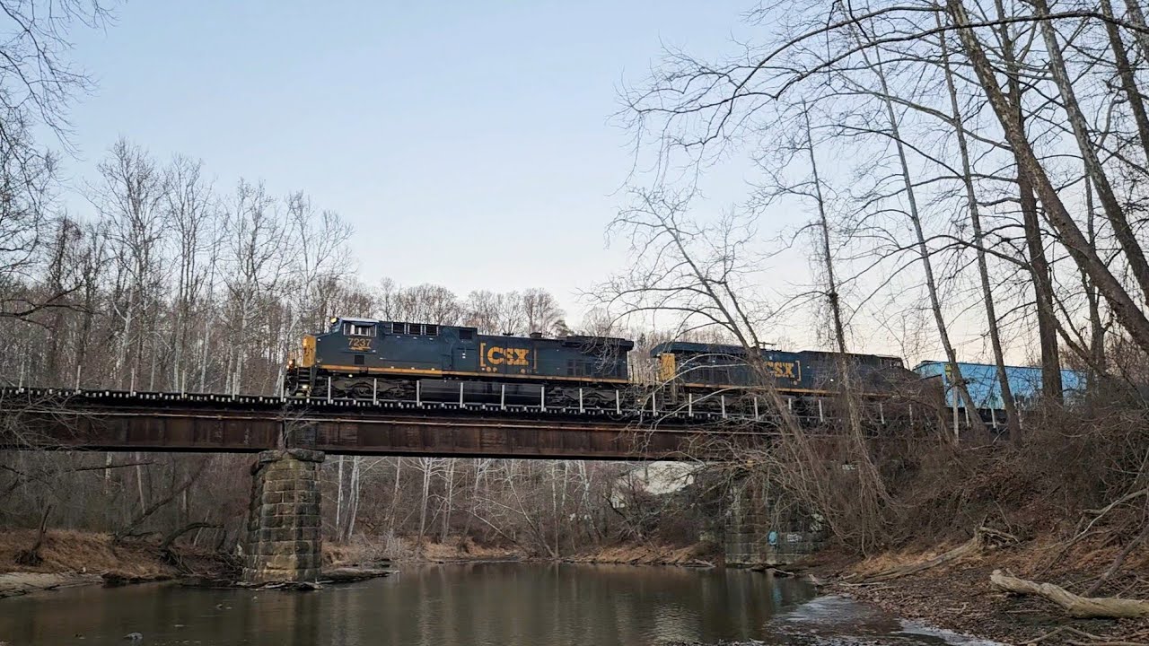 Rerouted CSX train crosses over Daniels Dam