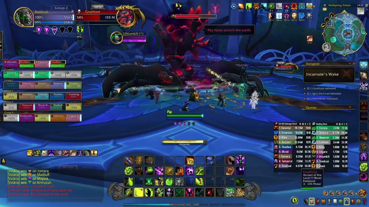 BOSS FIGHT: Incarnate's Wake - Gnarlroot | Destruction Warlock | Dragonflight - 10.2