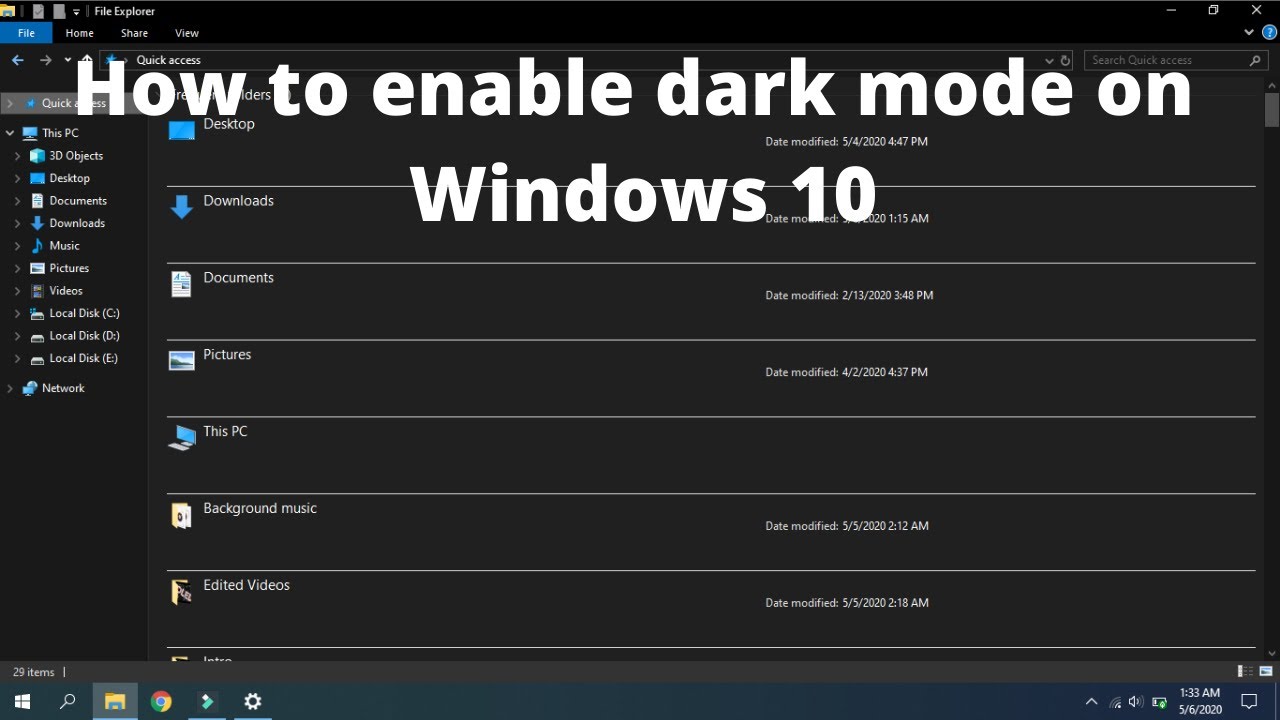 How to enable hidden File Explorer Dark Theme in Windows 10