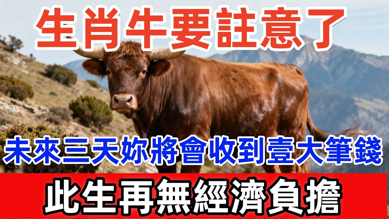 生肖牛要註意了，未來三天妳將會收到壹大筆錢，此生再無經濟負擔！家有屬牛的請接財！#尘缘 #佛教 #风水 #生肖 #生肖運勢 #生肖運程 #生肖命裡 #命理