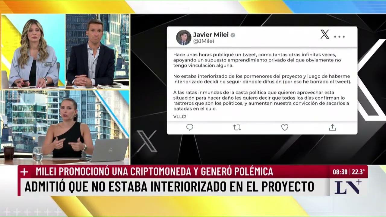 Milei promocionó una criptomoneda y generó polémica