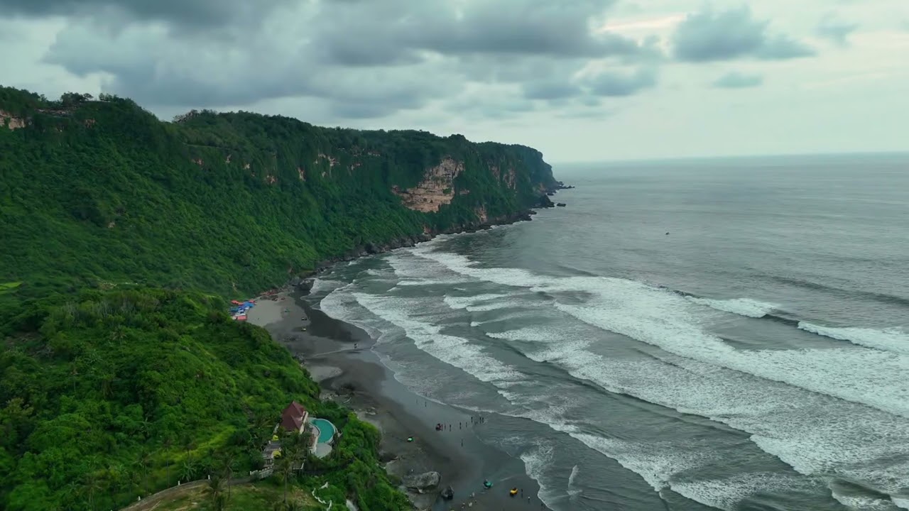 Aerial Drone View Of Parang Tritis Beach Bantul Yogyakarta #dronevideo #dji #cinematic #parangtritis