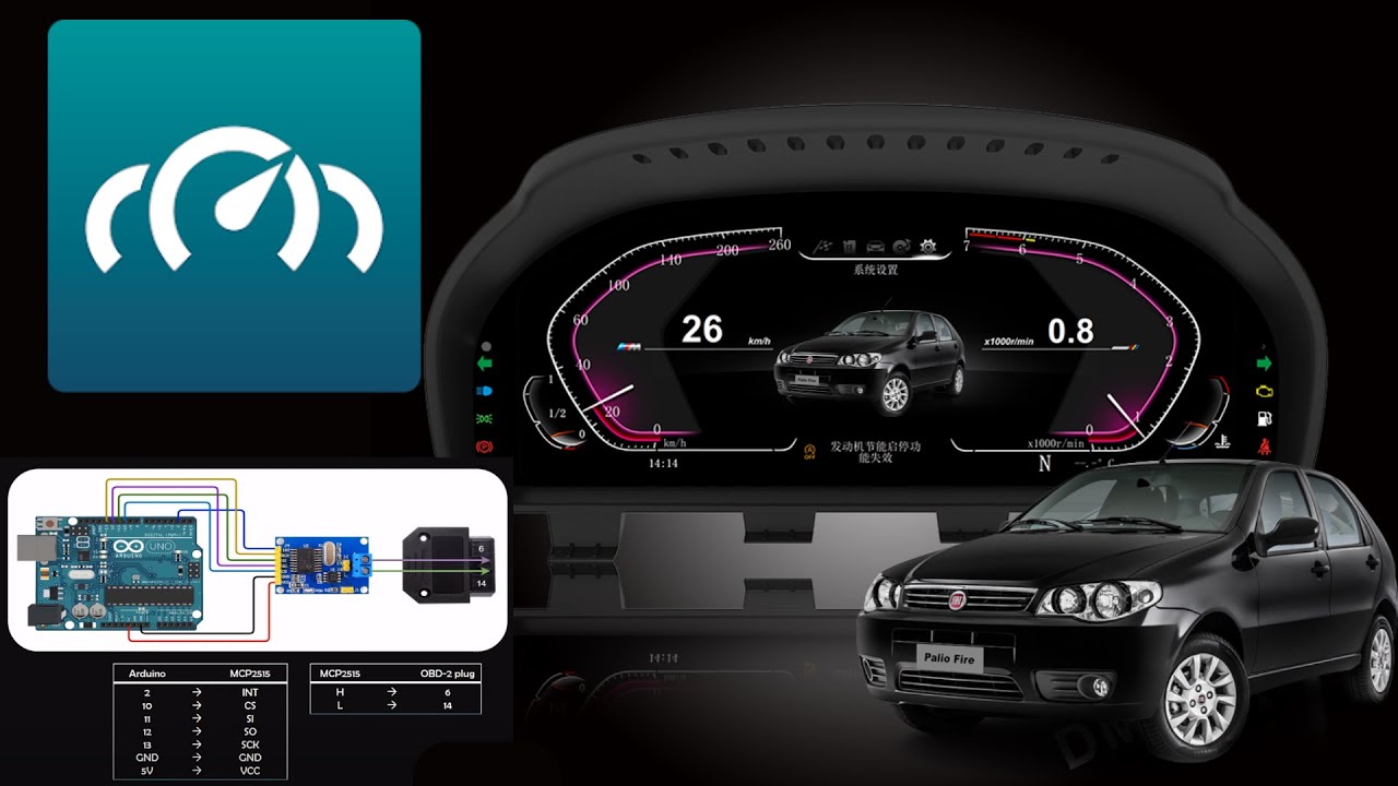 Painel Digital Palio RealDash /consegui conectar na Rede Can  com Arduino uno e Mcp2515 no Realdash