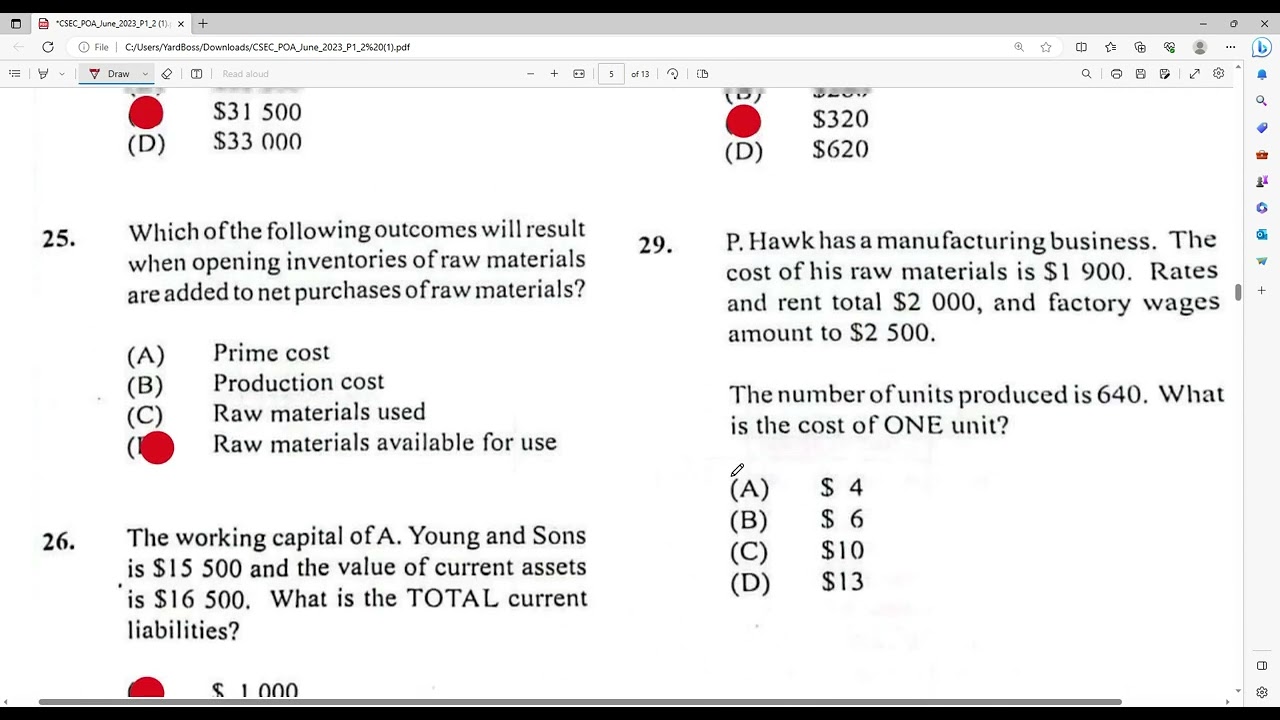 CSEC POA JUNE Paper 1 Solution 2023
