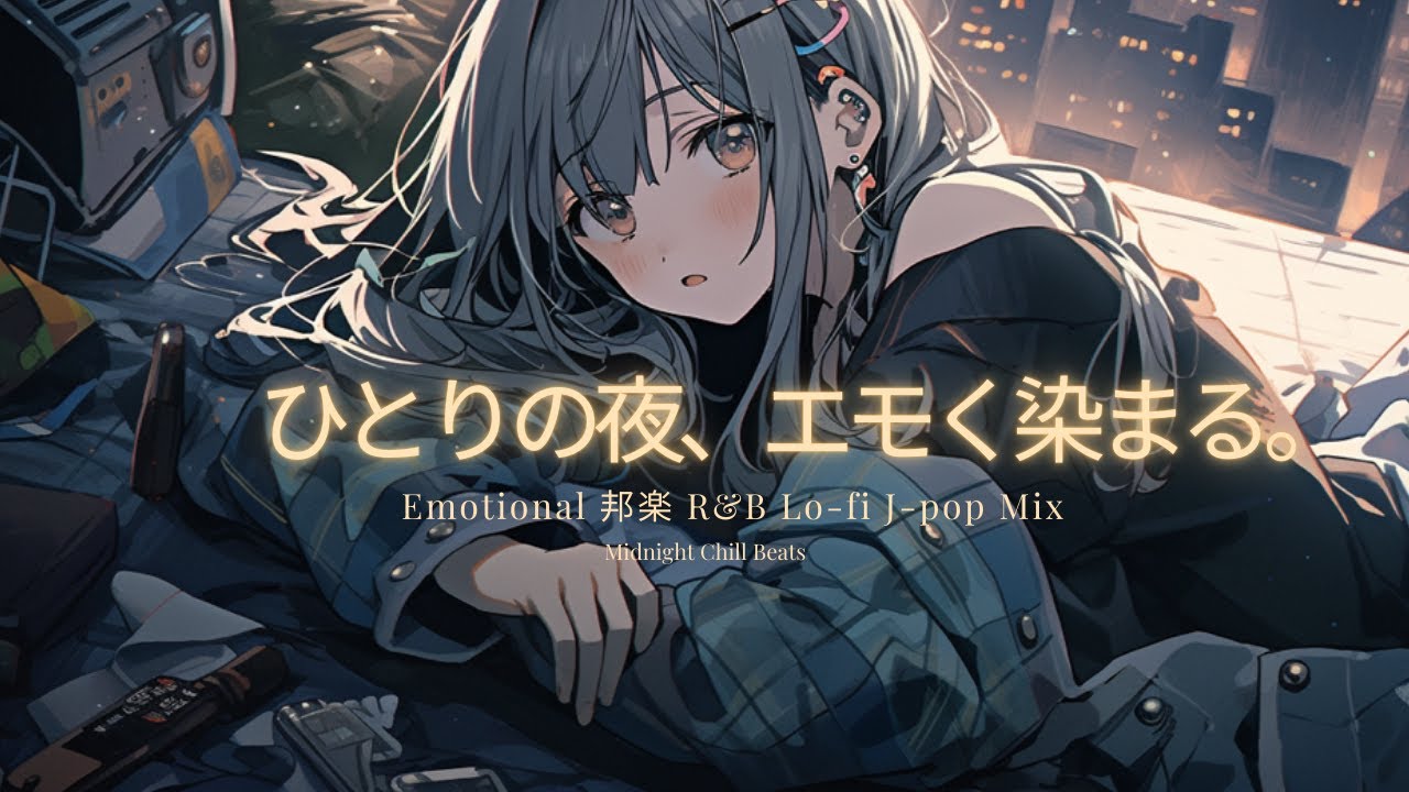 【Lofi Girl’s Hideout】ひとりの夜、エモく染まる｜Emotional R&B Lo-fi J-pop Mix｜Midnight Chill Beats ｜ 作業用BGM・リラックス
