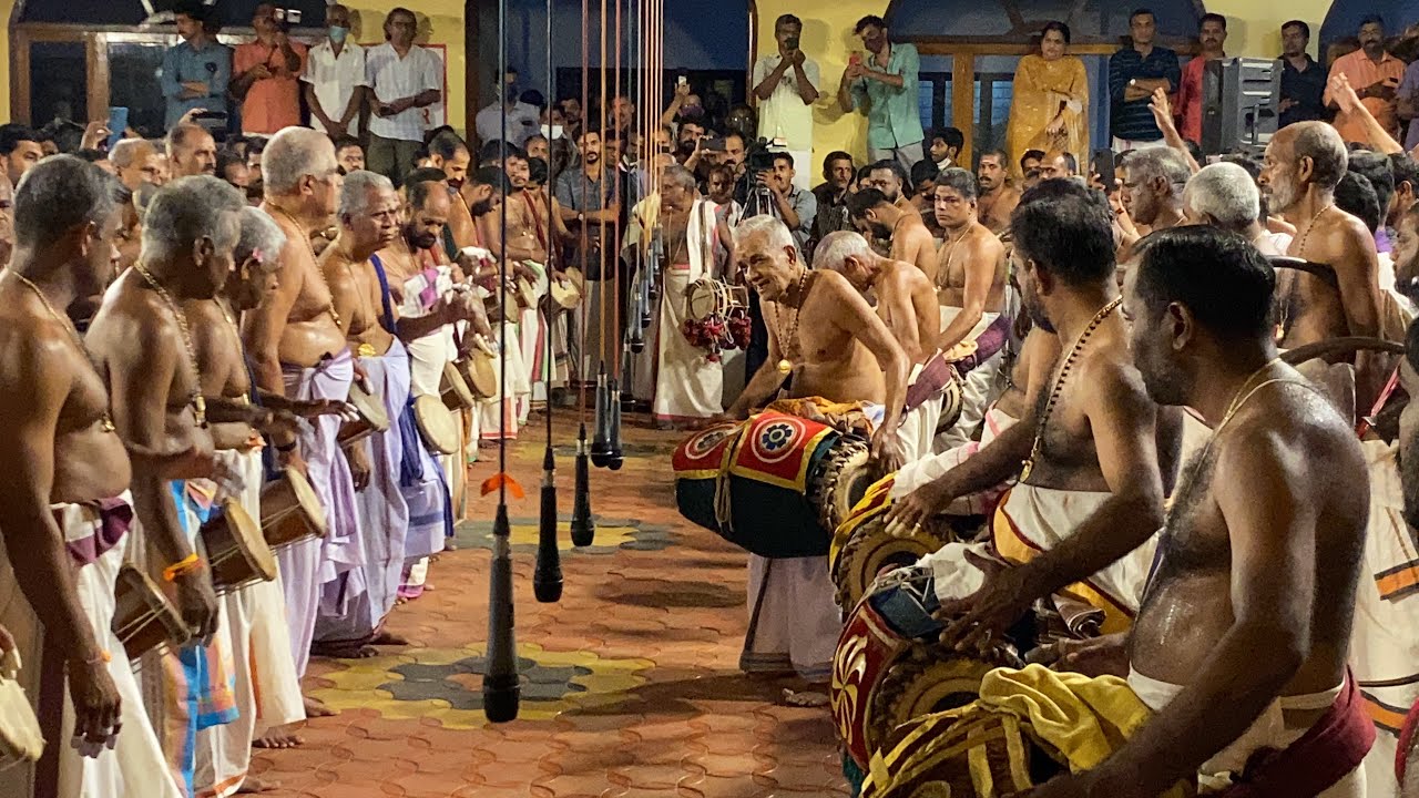 കാലടി പഞ്ചവാദ്യം 2022 - പതികാലം മദ്ദളം മുഖം - Madhalam Maestro ചെർപ്പുളശ്ശേരി ശിവൻ