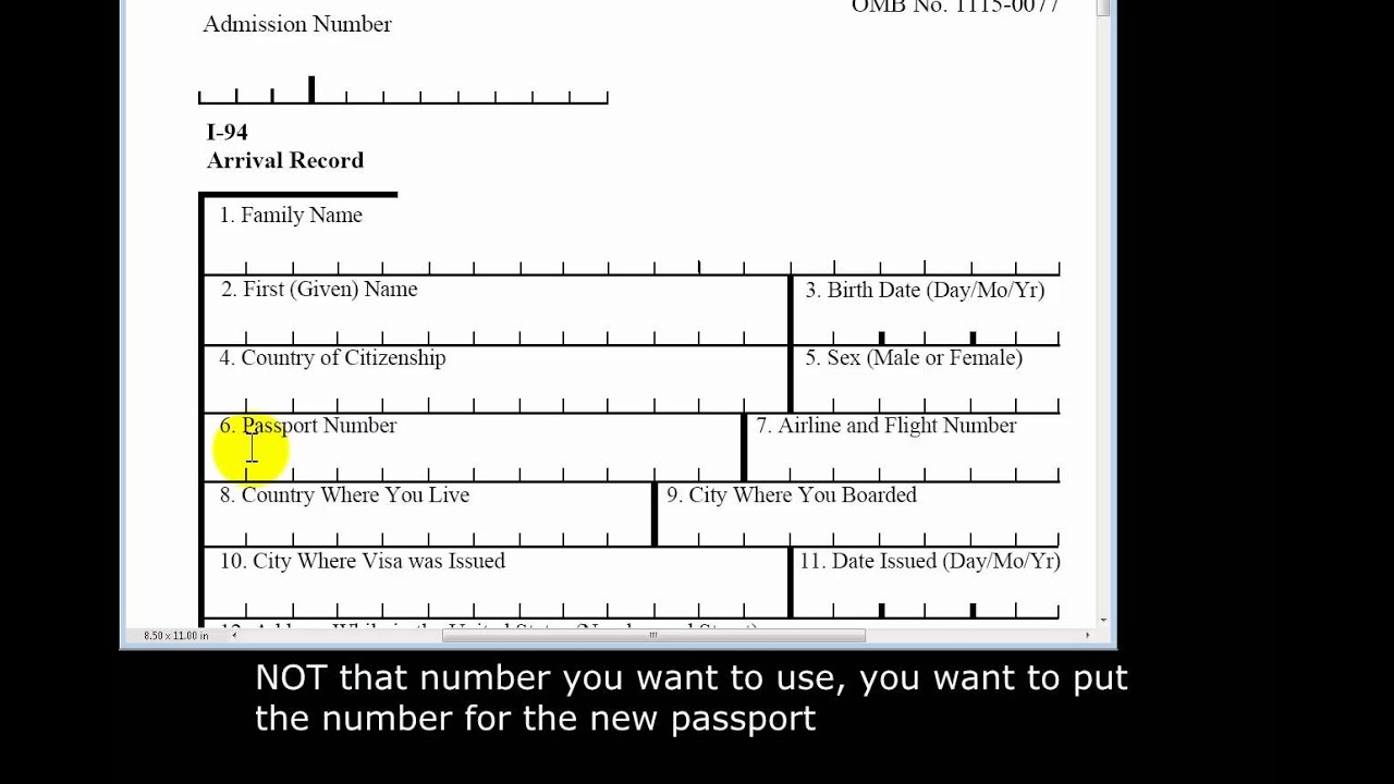 Detailed look at filling out the form I-94 Arrival-Departure Record