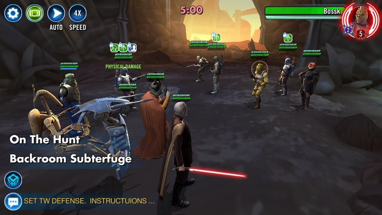 Nute Gunray Seperatists (Trench FDC) vs Bossk Bounty Hunters |Territory War 5v5 SWGOH|
